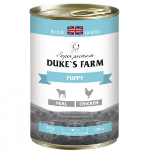 ПР0030097 Корм для щенков DUKE"S FARM телятина, курица конс. 400г DUKE'S FARM