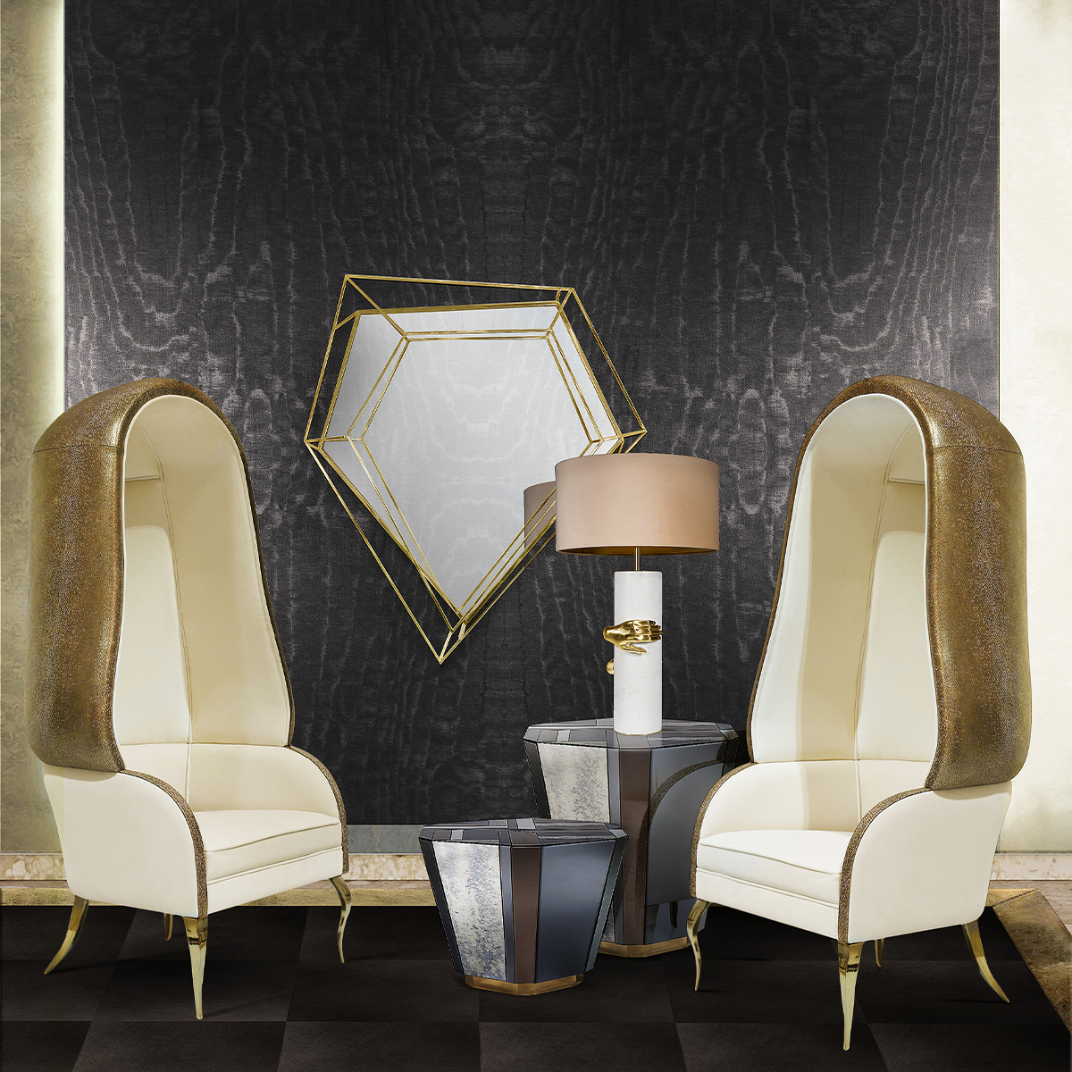 Зеркала Diamond Small Wall Mirror Covethouse ESSENTIAL HOME  - Вид №1