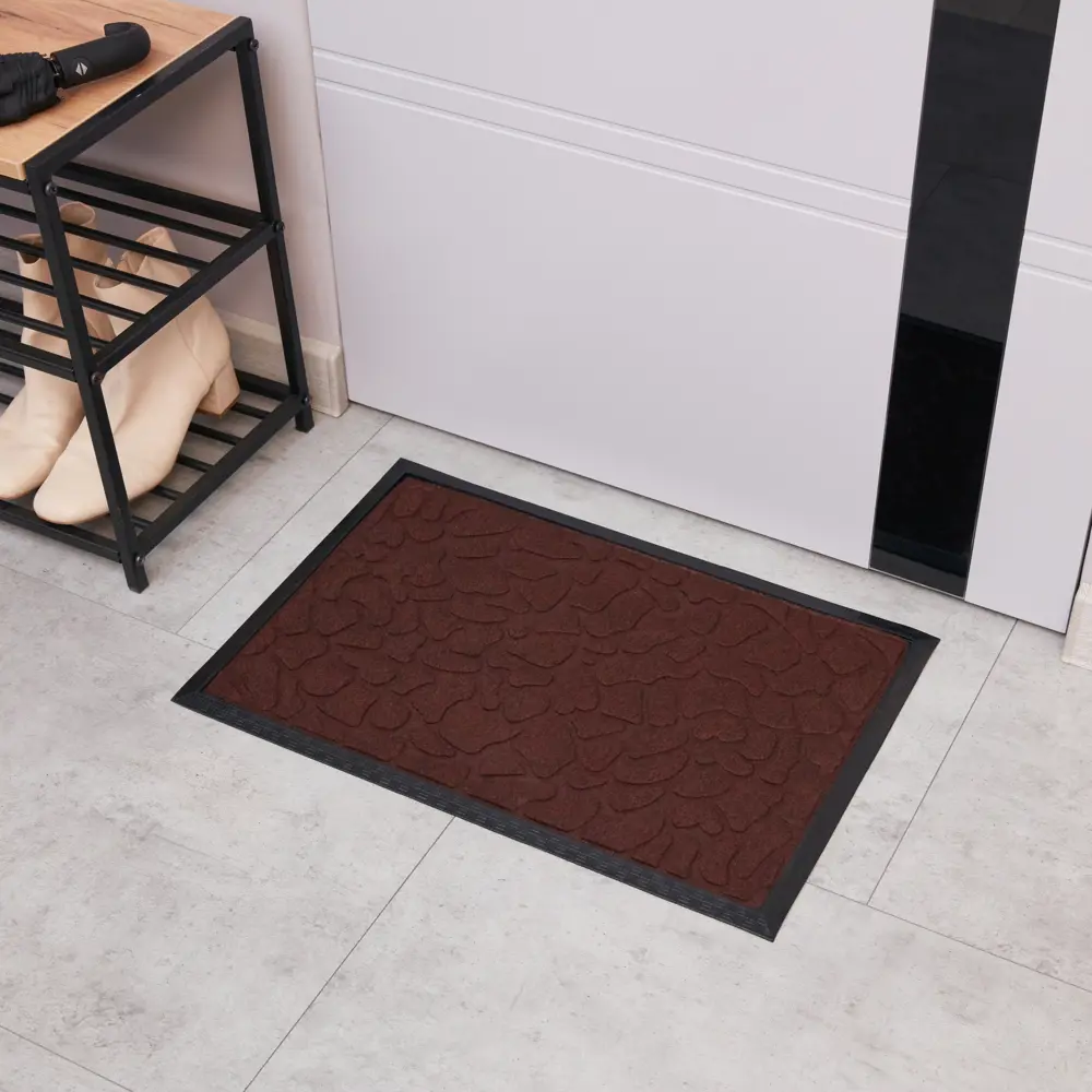 Коврик придверный INSPIRE Lenzo 60×40 см из переработанной резины, коричневый 82761214 STLM-0035630