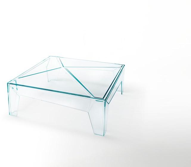 Glas Italia Низкий квадратный журнальный столик из хрусталя  Hyp01  - Вид №1