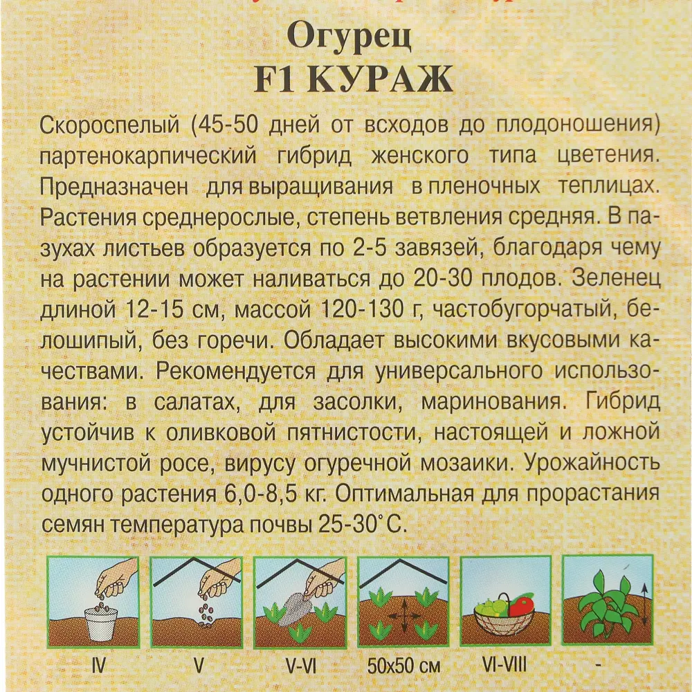 Семена огурца Кураж F1 от Гавриш — самоопыляемый гибрид для теплиц 14388245 STLM-0004864 - Вид №2