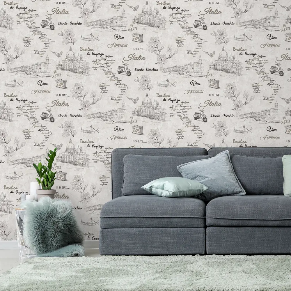 Обои флизелиновые Belvinil Флорн серые 1.06 м BV10-1016-11 Флоренция STLM-2184810 - Вид №2