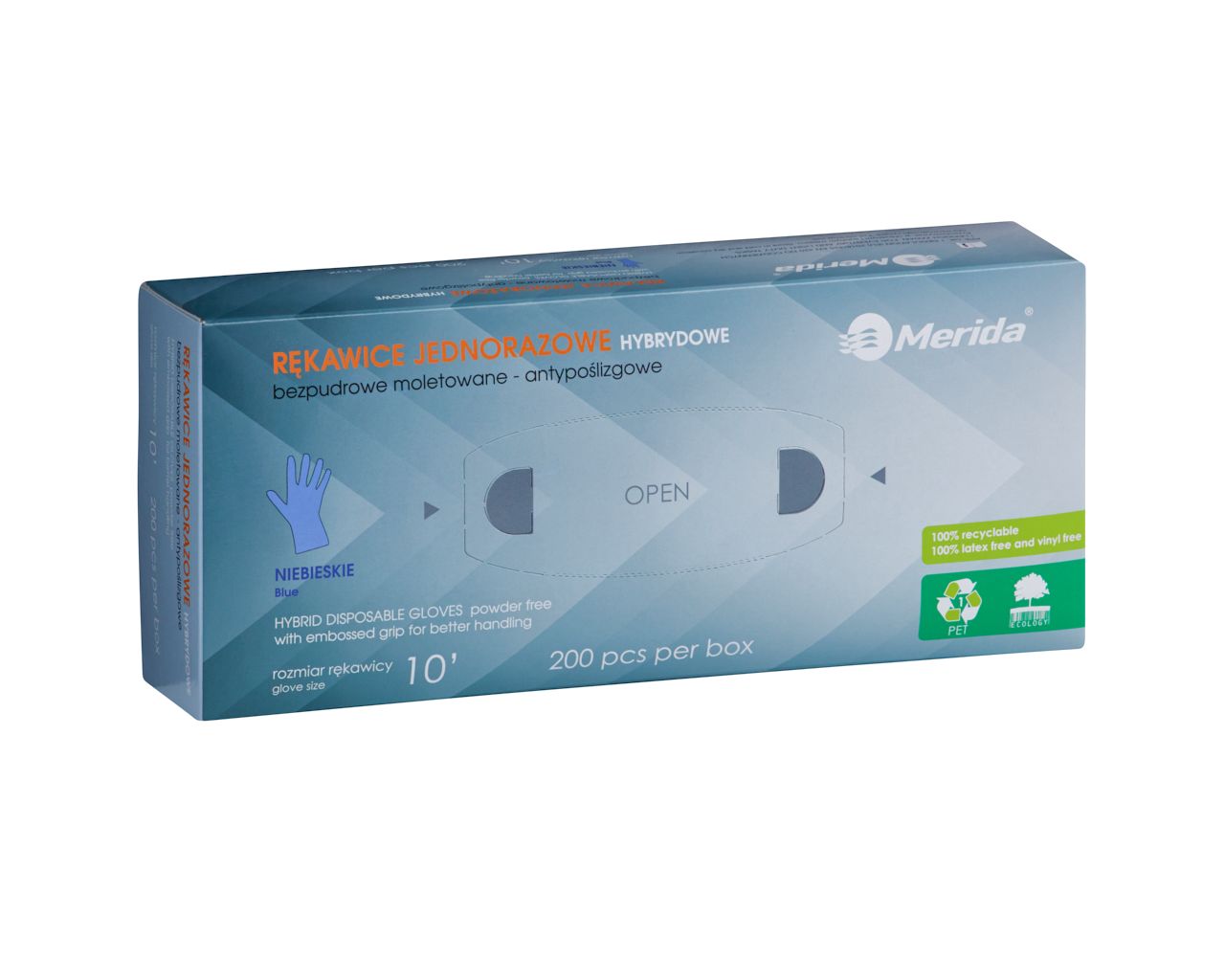 TRN505 Гибридные противоскользящие перчатки синие, упаковка 200 шт. Merida 