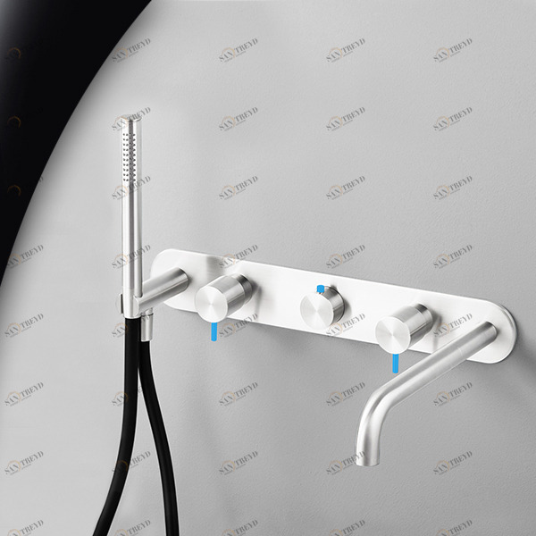 Смеситель для ванны глянцевая сталь с синей ручкой Toki Radomonte TKI52LCIL26