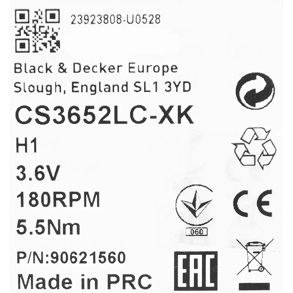 Отвертка аккумуляторная Black&Decker CS3652LC, 3.6 В Li-ion 1.5 Ач BLACK + DECKER STLM-2015126 - Вид №7