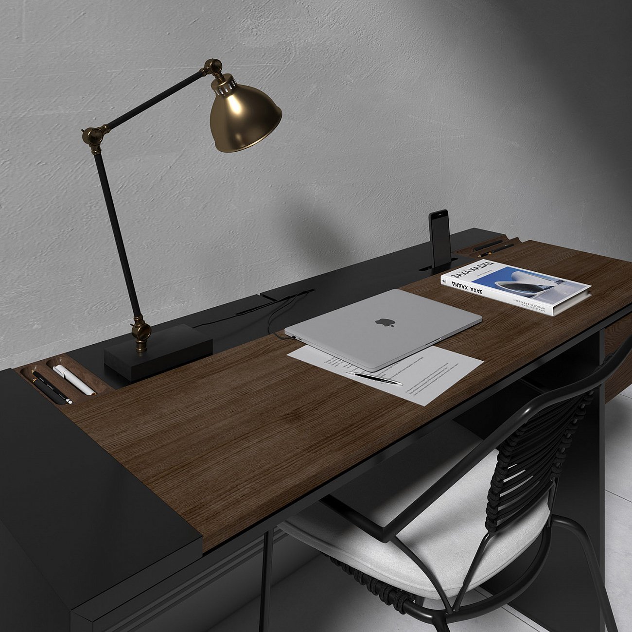 Письменный деревянный стол черный 140 см Mak BRAGIN DESIGN  00-3879380 Коричневый;черный  - Вид №2