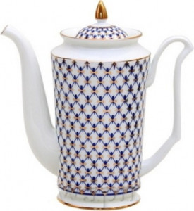 10612654 Императорский фарфоровый завод Кофейник "Кобальтовая сетка" "Юлия" Фарфор костяной