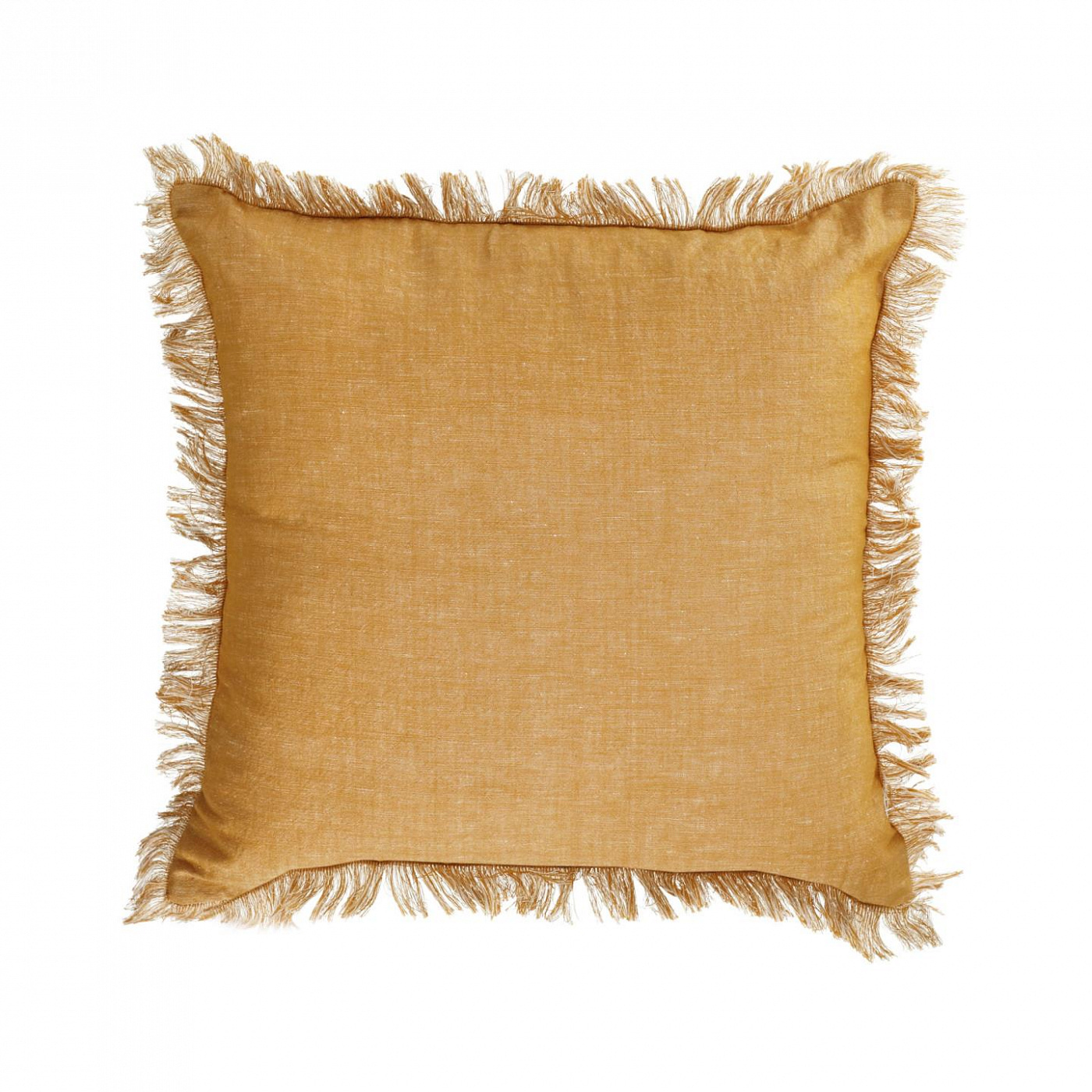 108881 Наволочка горчичный из хлопка и льна с бахромой 45 x 45 см La Forma Abinadi 