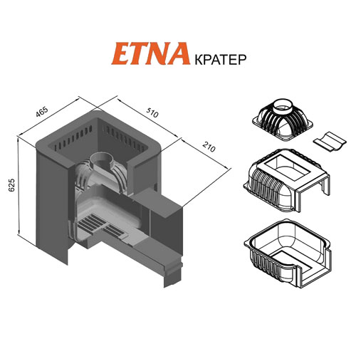 Дровяная печь для бани Этна Кратер 18 (Панорама) 4660 - Вид №1