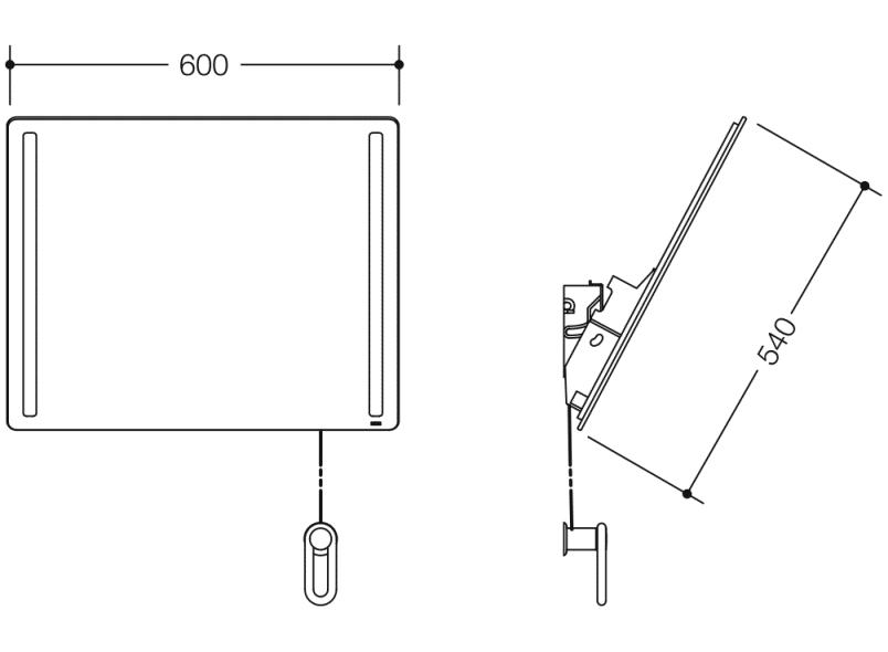 801.01B400 Зеркало со светодиодной подсветкой базовое HEWI Edition matt | Polyamid  - Вид №3