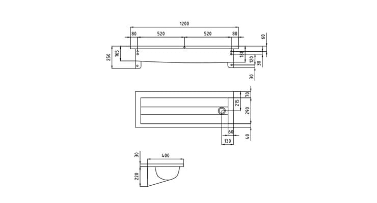 Одинарный прямоугольный умывальник из нержавеющей стали Thermomat 2020 ARCH-00036843 - Вид №2