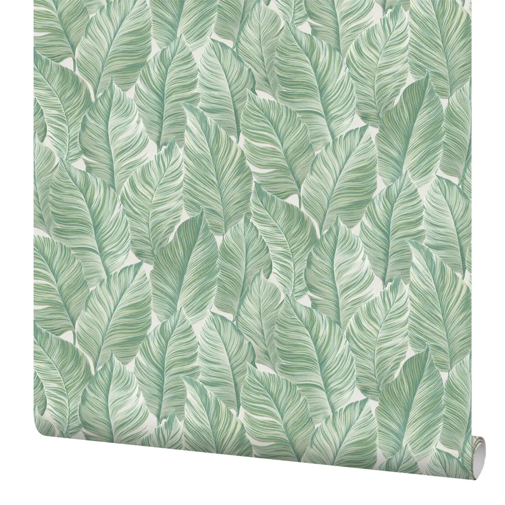 Erismann Samui: Флизелиновые обои светло-зелёные с растительным орнаментом 89405515 STLM-1576535