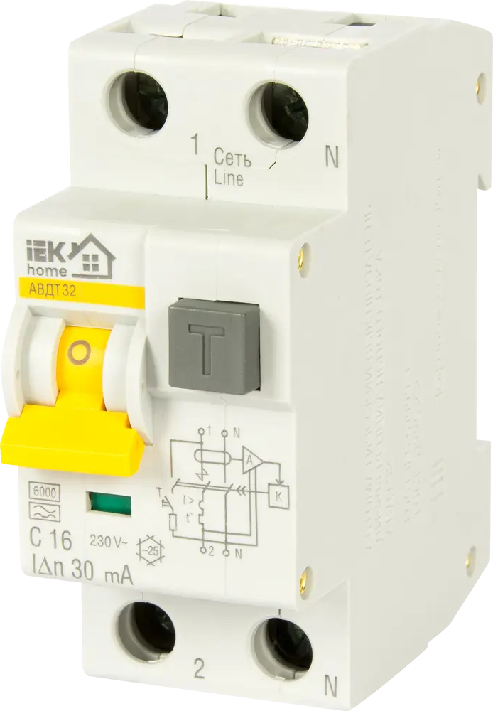Дифференциальный автомат IEK Home 32 C16 с защитой от утечек тока 18072512