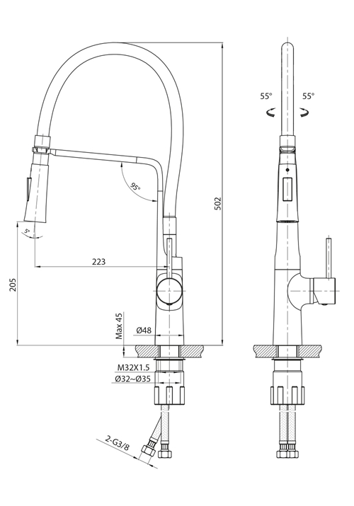 1382005 Кухонный Смеситель Verge Chrome Без Посудомоечной Машины Расстояние ... Hafa  Хромированный;Черный  - Вид №1