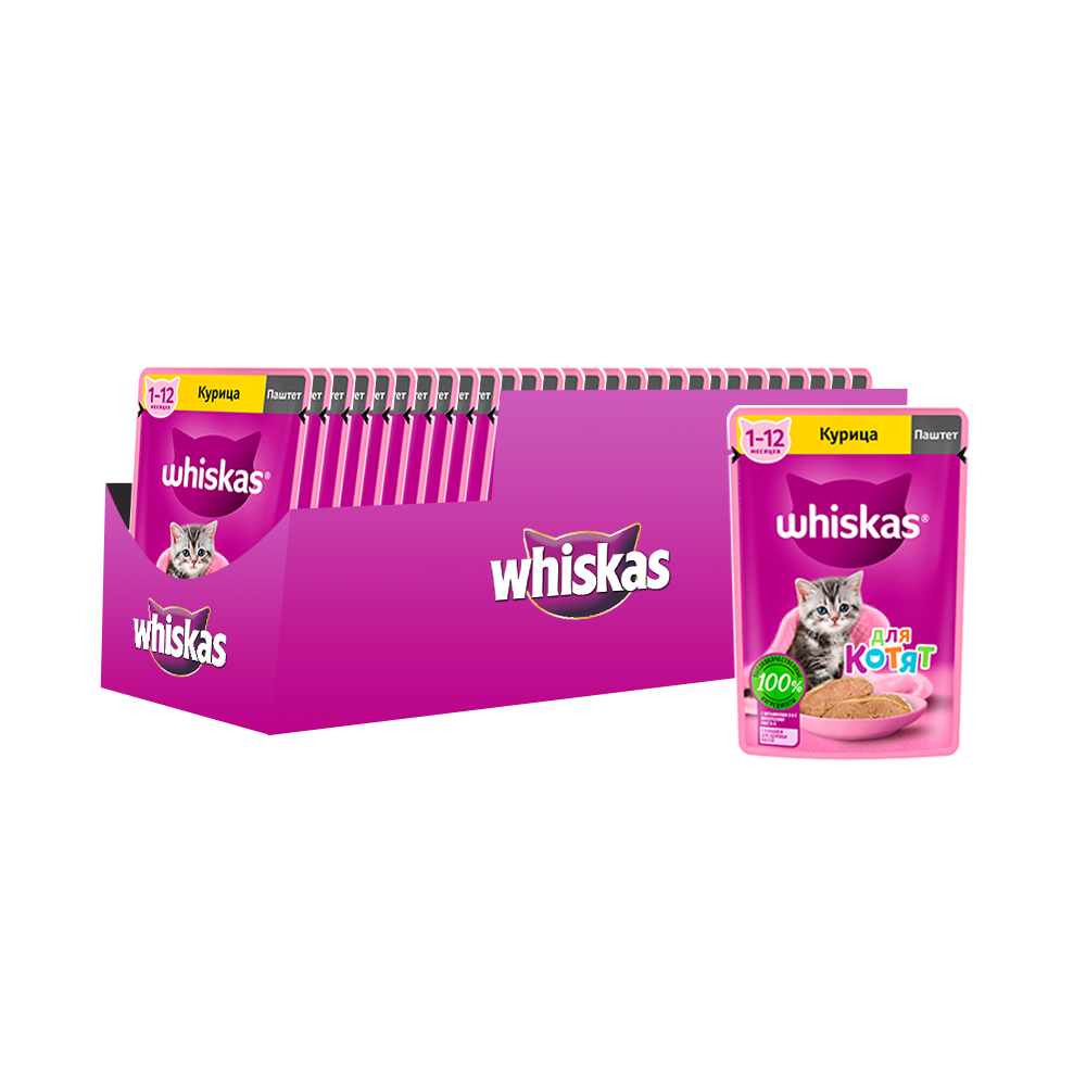 ПР0059387*24 Корм для котят курица паштет пауч 75г (упаковка - 24 шт) WHISKAS 