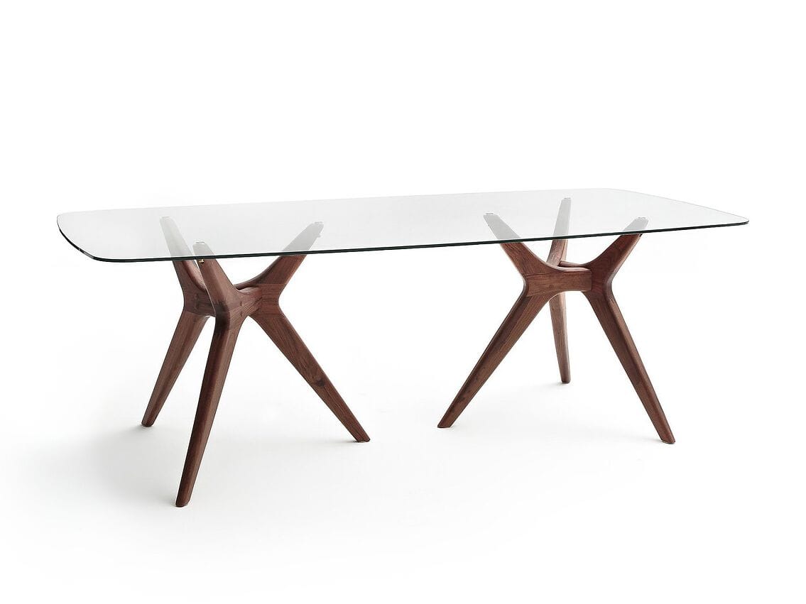 Прямоугольный стол из закаленного стекла и ореха AMPM Maricielo ARCH-00053917