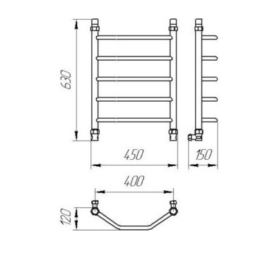 Полотенцесушитель водяной ТЕРА Виктория 400х600  (07-02) без комплект. Виктория 219132 - Вид №1