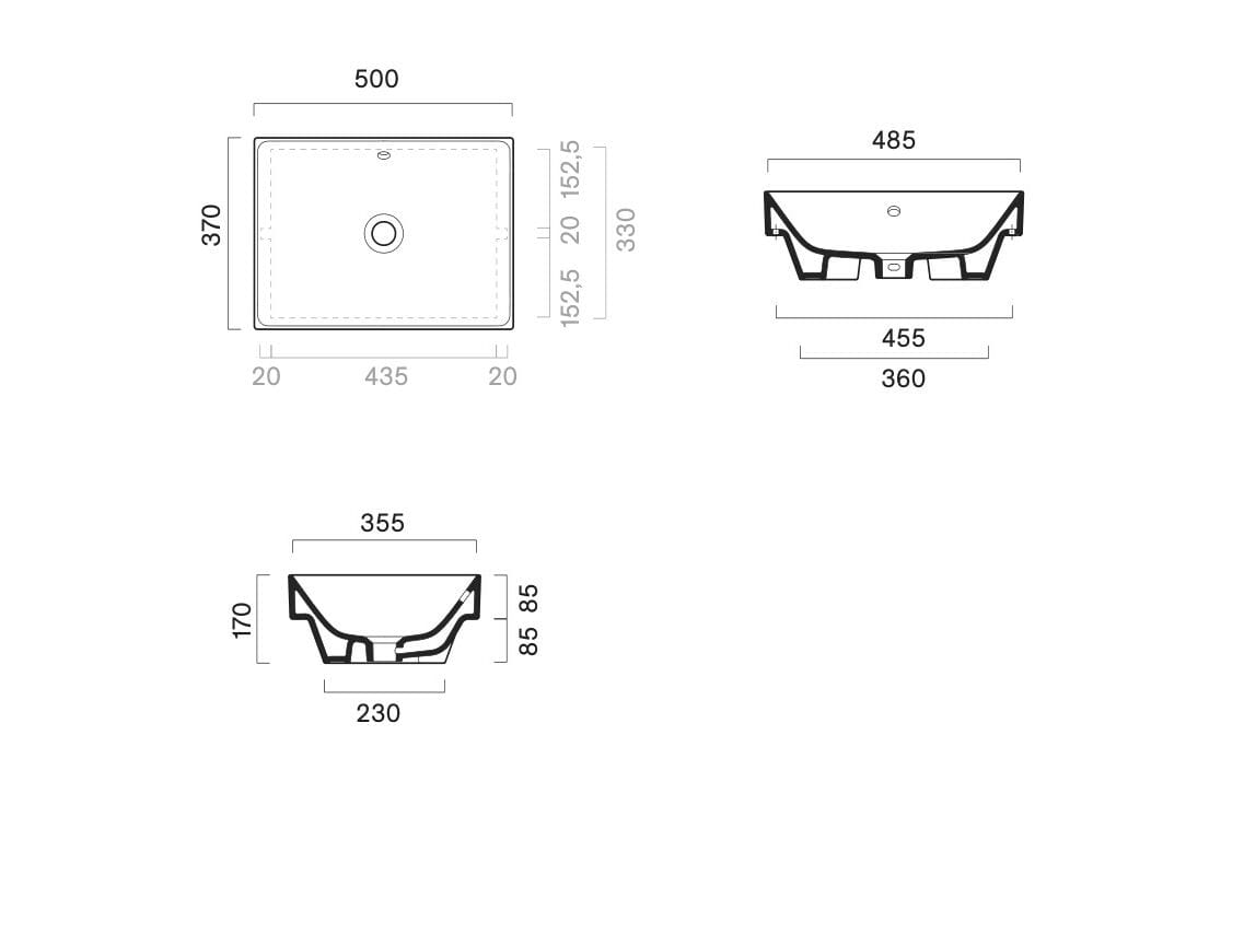 Одиночный прямоугольный умывальник CERAMICA CATALANO ноль ARCH-00002899 - Вид №1