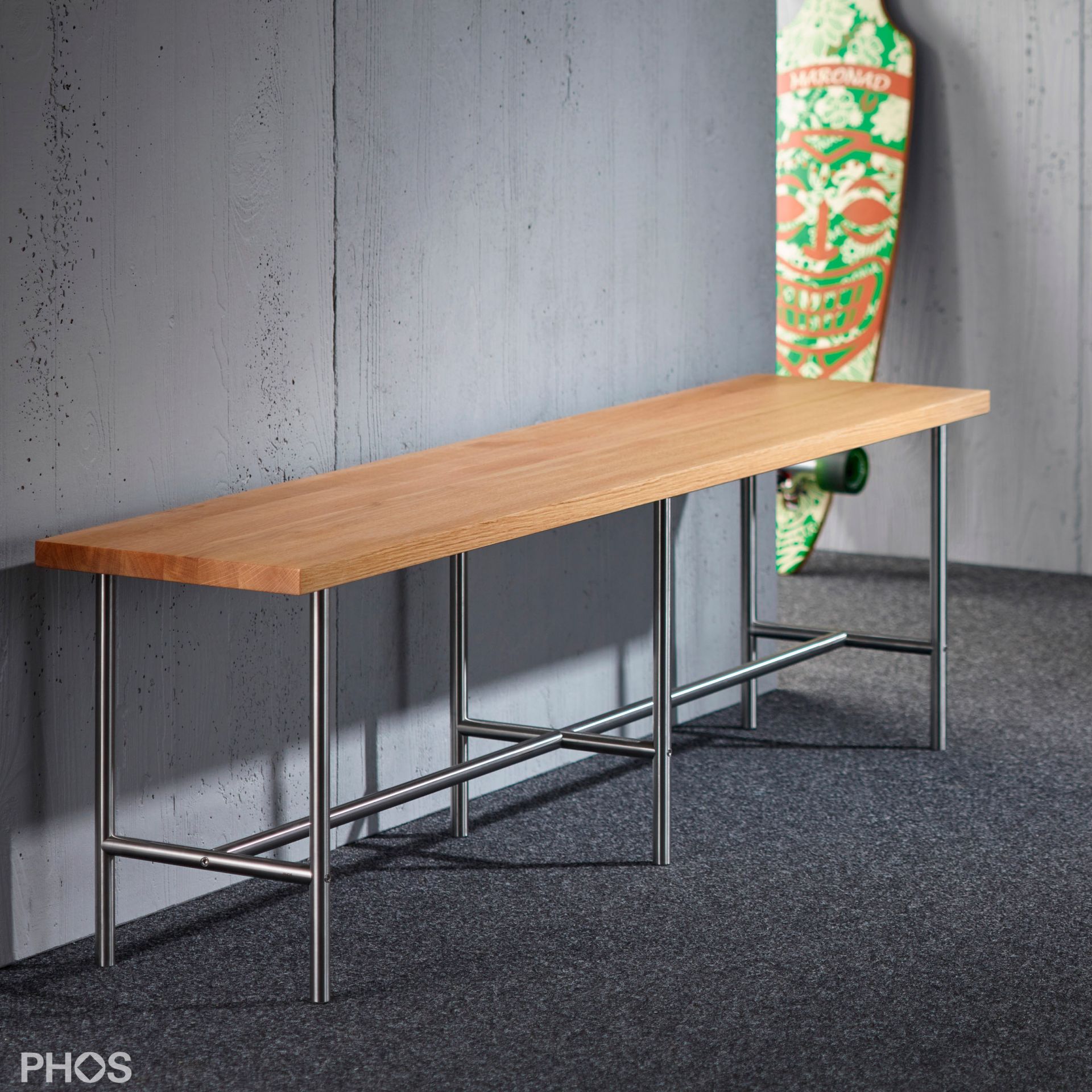 SiB1200-Eiche Скамья с сиденьем из массива дуба, ширина 135 см. PHOS  - Вид №2