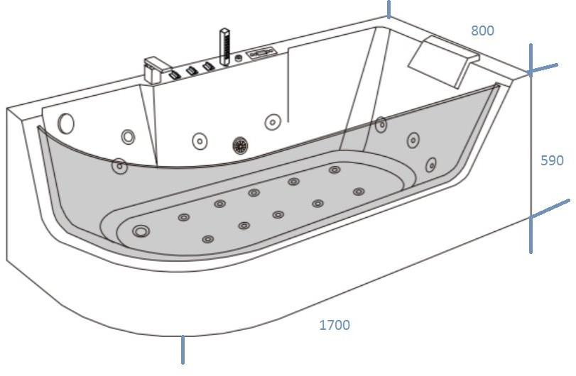 Ванна гидромассаж. GR-17000R (80x170x59) GROSSMAN  - Вид №1