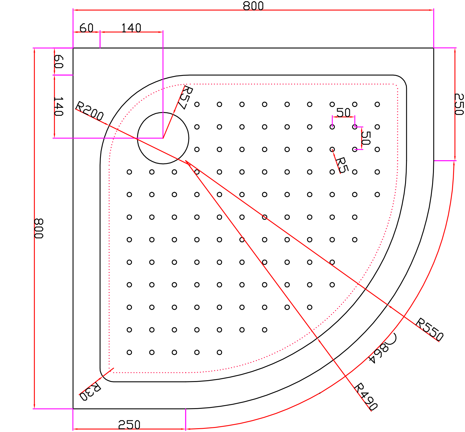 Акриловый поддон CEZARES TRAY-A-R-80-550-15-W  - Вид №1