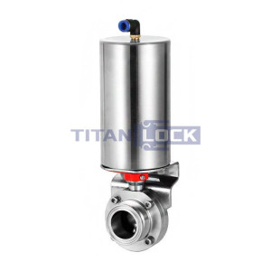 Затвор дисковый с пневмоприводом нерж. 304 DN32, тип clamp-clamp, DIN TLSD32CLS-P TITAN LOCK