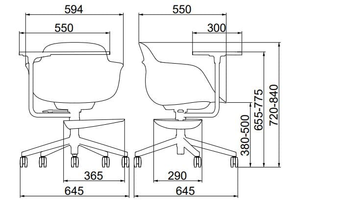 Стул конференции полипропилена с 5 спицевыми колесами с опрокидыванием Infiniti Sicla ARCH-00086857 - Вид №3