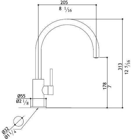 MGS Смеситель для умывальника из нержавеющей стали с аэратором Minimal sun-id-1498620 - Вид №2