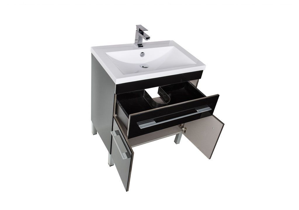 Тумба под раковину Aquanet Верона 75 черный (напольная 1 ящик 2 дверцы) sun-id-275339 - Вид №2