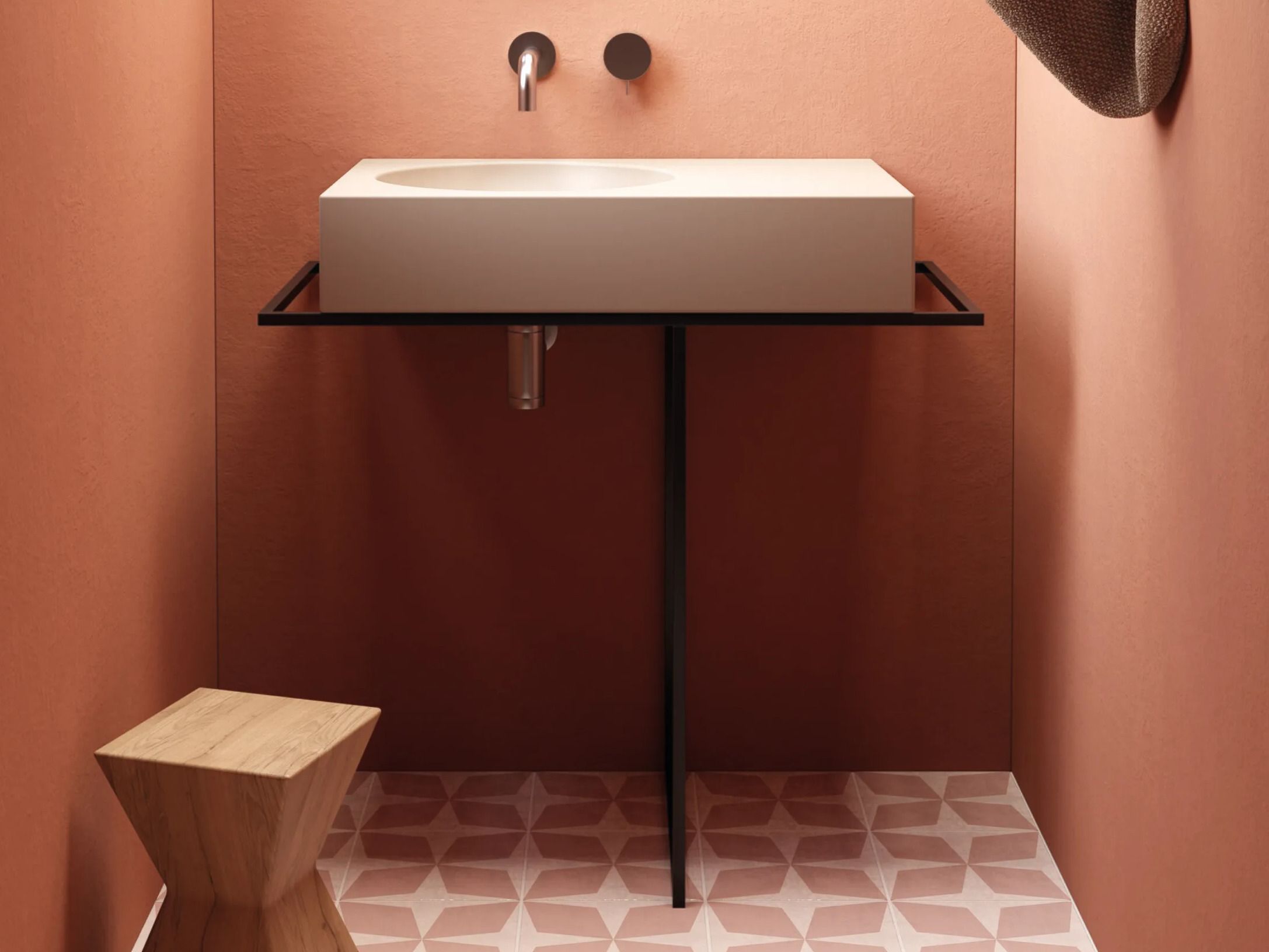 Керамическая консольная раковина с держателем для полотенец Galassia R70 ARCH-00043964