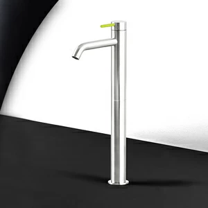 Смеситель для раковины сталь глянцевая с зеленой ручкой Toki Radomonte TKI6LCIL13