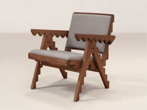 Кресло из тикового дерева с подлокотниками