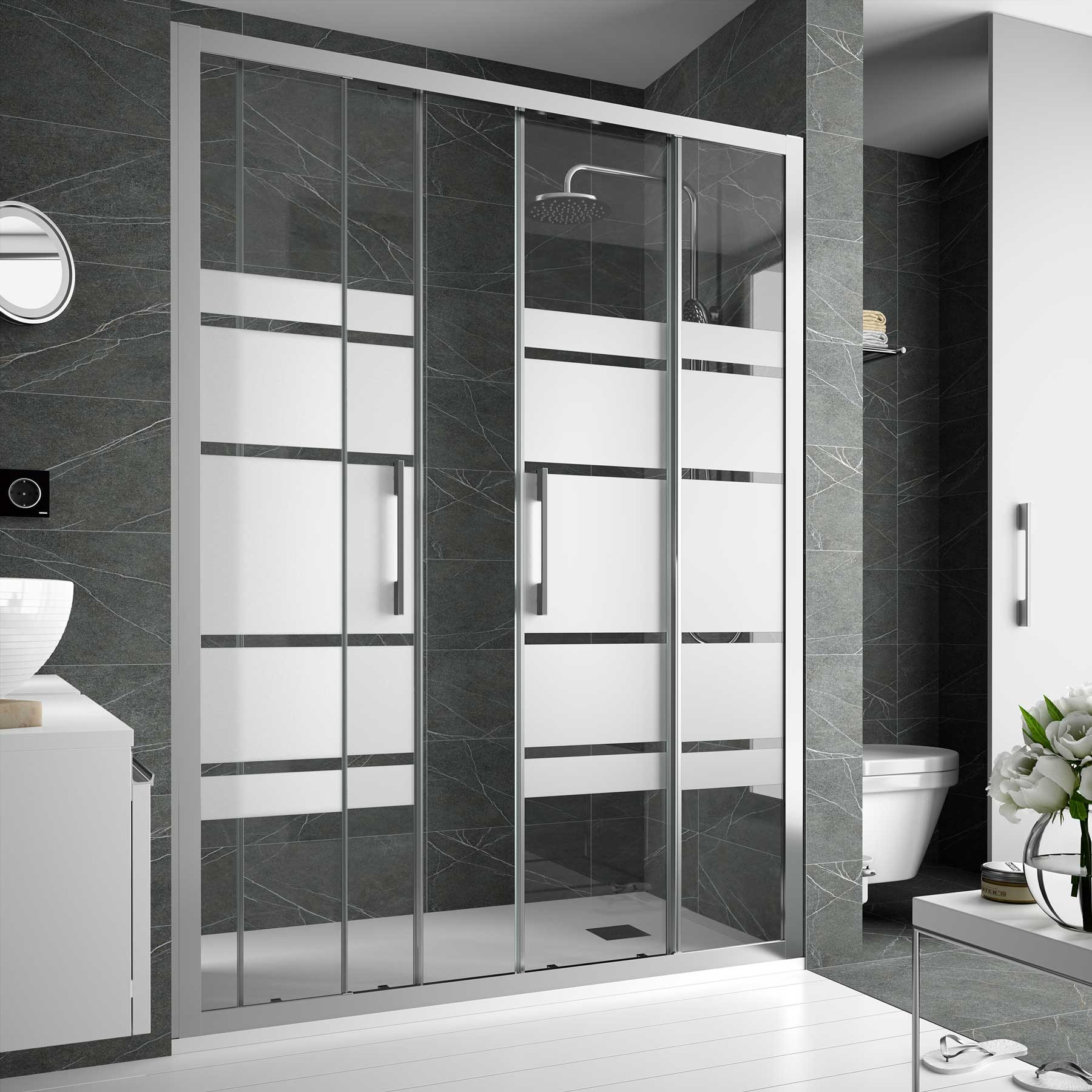 19320 SALGAR Душевая перегородка CLEAR Передняя панель с 2D и 2FS Road Screen Print 1590 - 1640 x 1950 мм