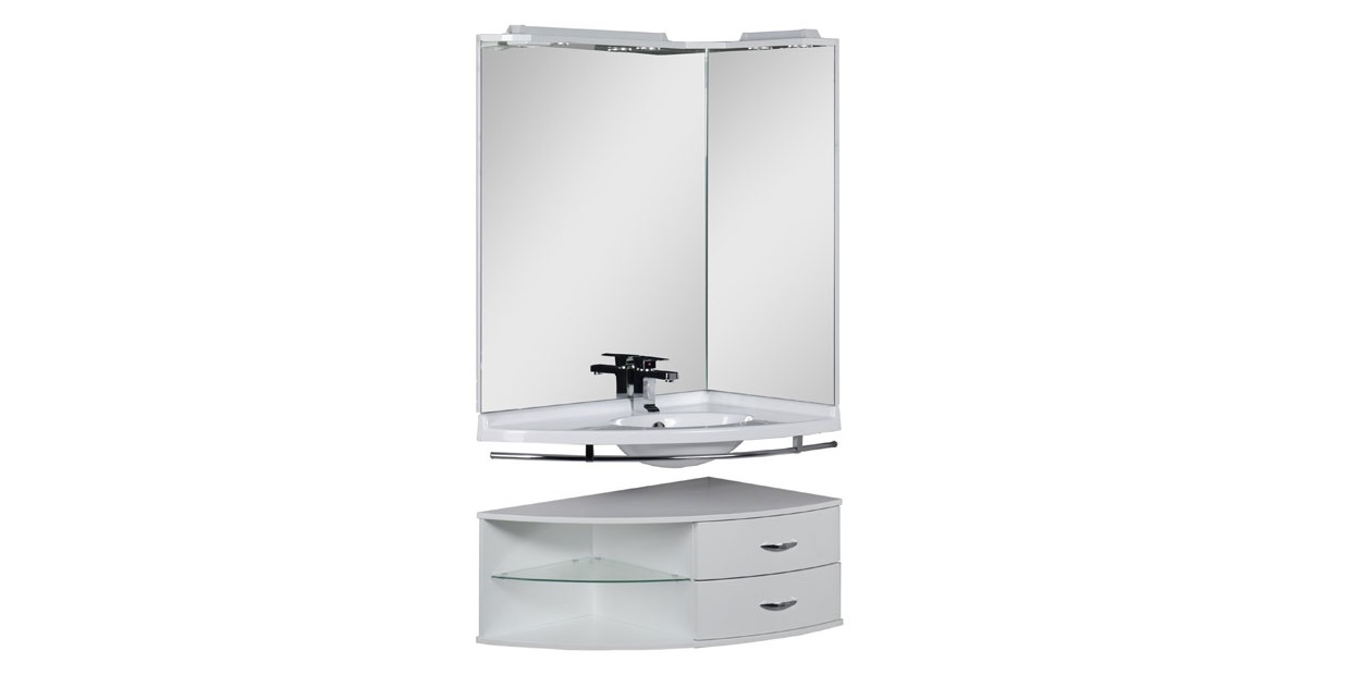 Комплект мебели Aquanet Корнер 89 R белый (открытый) 00161233 - Вид №1