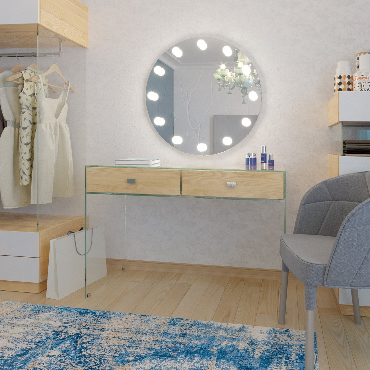 Зеркало гримерное круглое с подсветкой "Крайс" GRAUM ДИЗАЙНЕРСКИЕ 304058 Зеркальный  - Вид №3