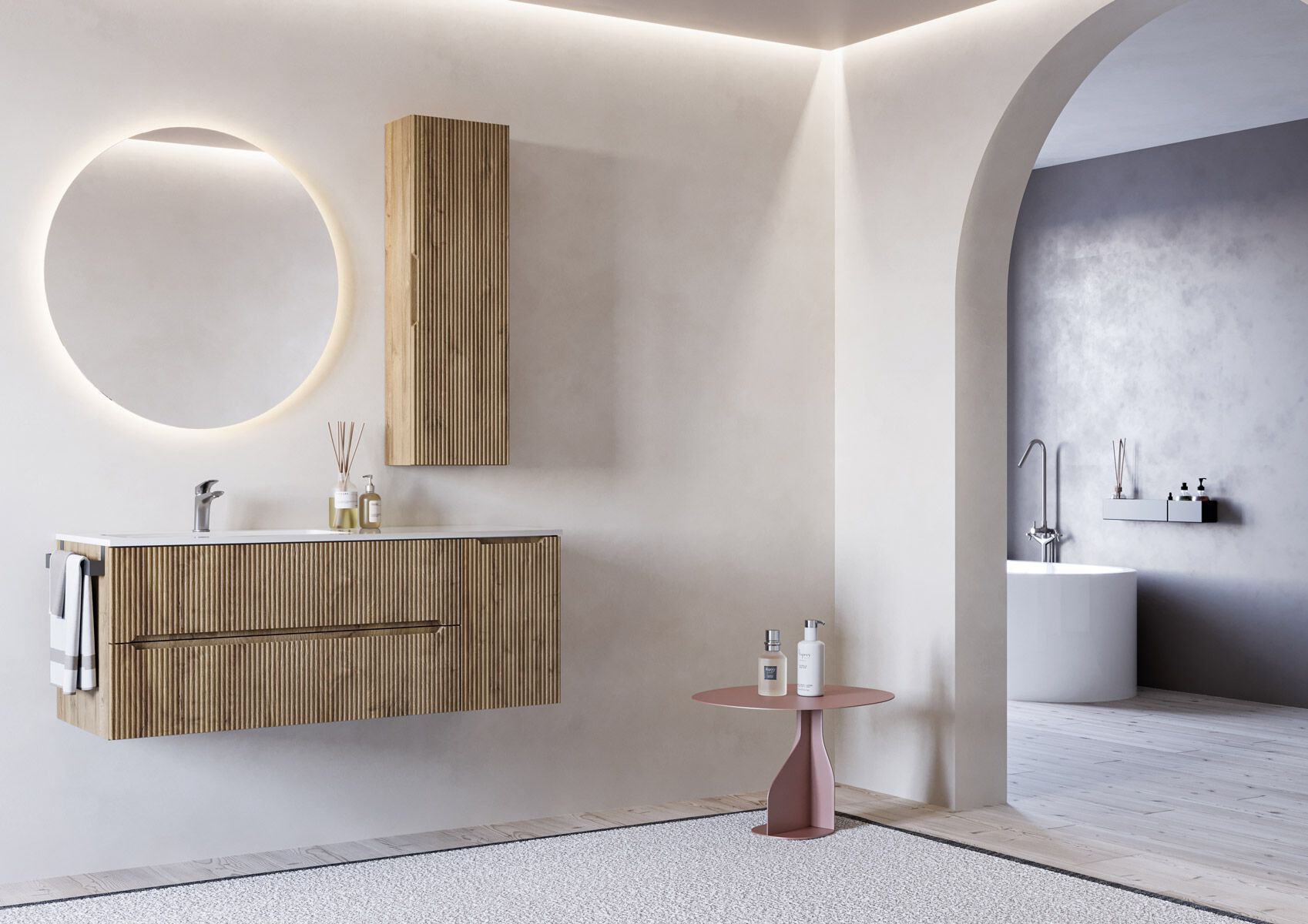 Деревянный одиночный подвесной умывальник со встроенным умывальником LEGNOBAGNO Verso ARCH-00122295 - Вид №3