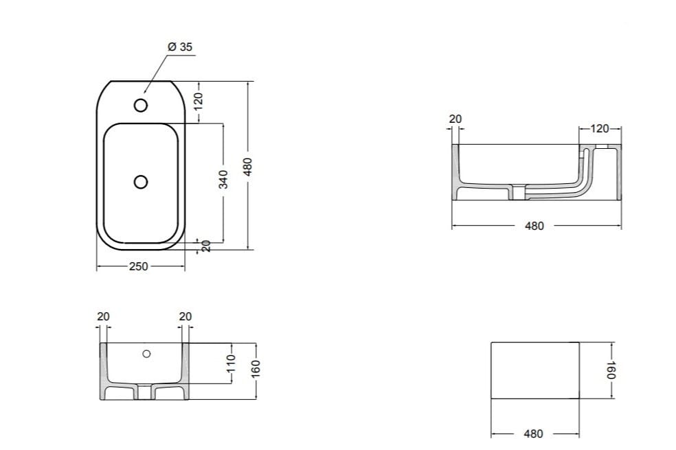 Керамическая ручная мойка с переливом Axa вещь ARCH-00138068 - Вид №3
