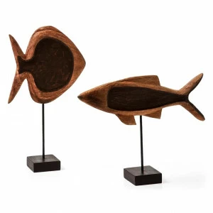 Статуэтка декоративная деревянная коричневая "2 рыбки" от La Forma LA FORMA  343322 Коричневый