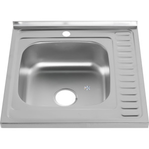 Мойка 6060 L MELANA 0,8/180 ДЕКОР накладная прямоугольная с сифоном (097D t L *10)