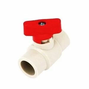 Кран шаровый KALDE D32 MINI белый с красной ручкой