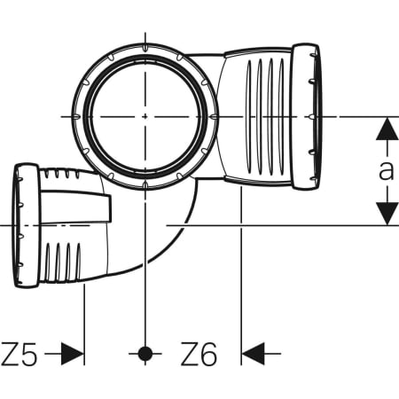 GEBERIT 393.563.14.1 Крестовина Geberit Silent-Pro, правая со смещенным впуском и дополнительным отводом 87,5°  - Вид №2