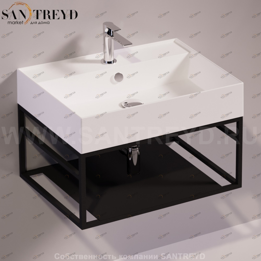 Консоль подвесная под раковину AGILE 61 см черная Simas AGSS61NEROMATT