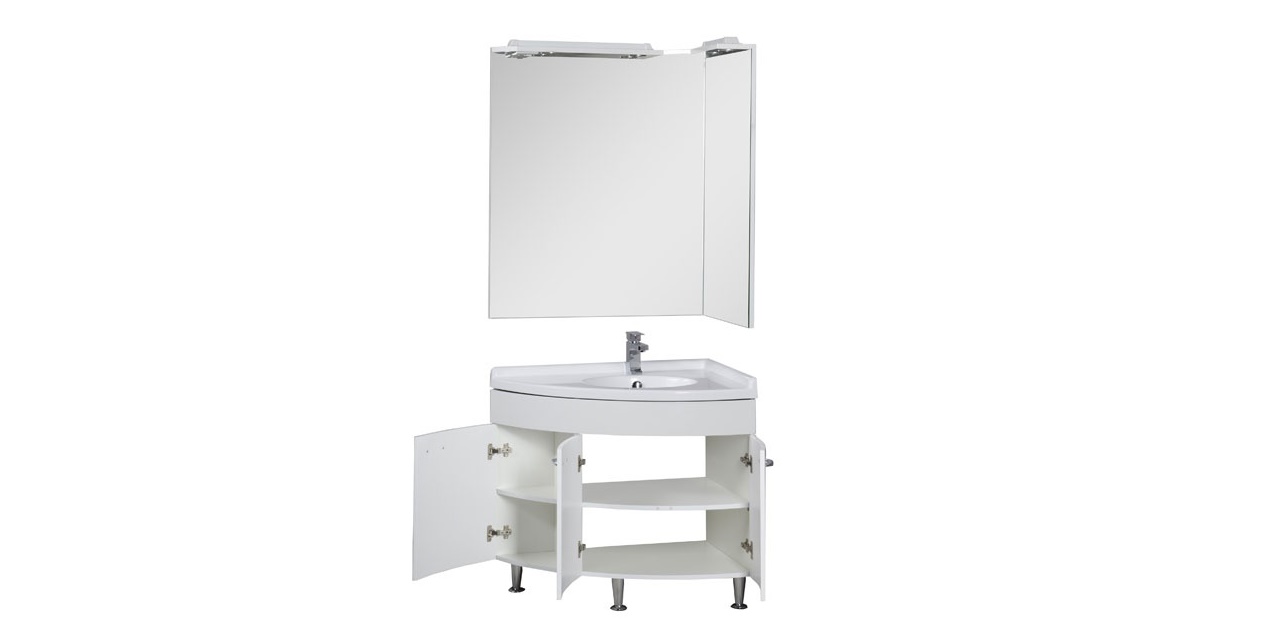 Комплект мебели Aquanet Корнер 89 R белый (закрытый) 00161298 - Вид №1