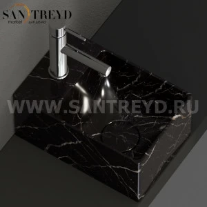 B6R30PN Подвесная раковина настенная прямоугольная Ceramica Globo T-EDGE черная