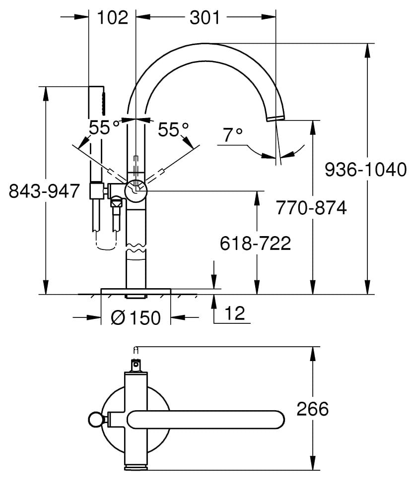 Смеситель для ванны с ручным душем Grohe Атриум ARCH-00146785 - Вид №5