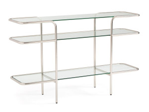 Стеклянная консоль с полками