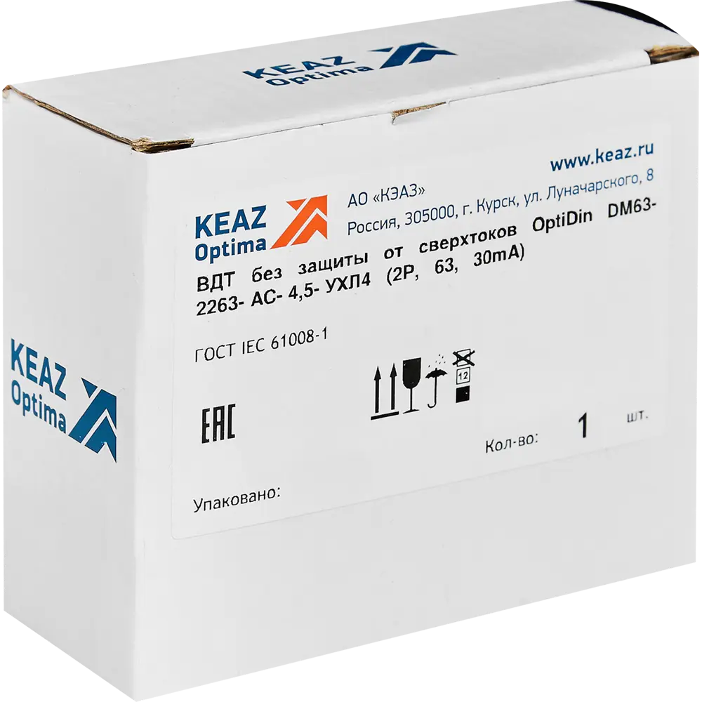 КЭАЗ УЗО 2-полюсное 63А с защитой от утечек тока 89341824 STLM-1118178 - Вид №4