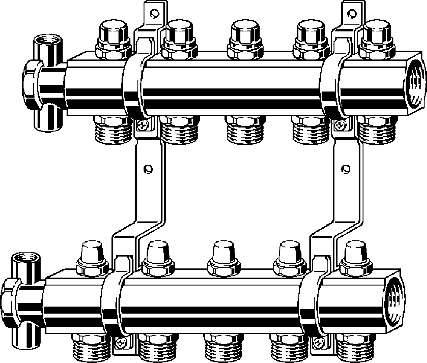 345 075 1) Модель 1002 Трубопроводные системы  Fonterra панельное отопление  Коллекторы  Латунь Santreyd  - Вид №1