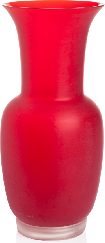10627244 VENINI Ваза 30х14см "Сатин" (красная) Стекло 