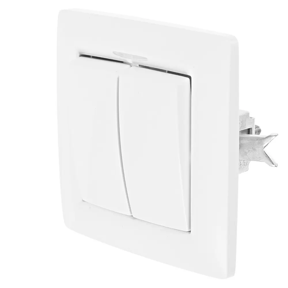 Выключатель Reone 2 клавиши с подсветкой цвет белый STLM-2141096 - Вид №1